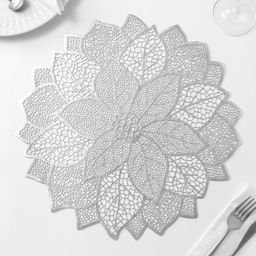 Цена за 12 шт. Салфетка сервировочная на стол «Цветок», 38×38 см, серебряная