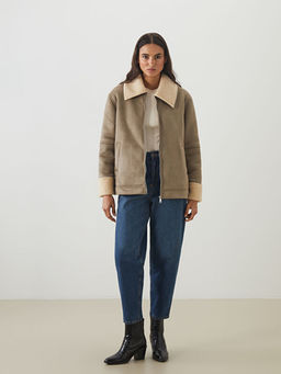 K?rk Yaka Oversize Kad?n S?et G?r?n?ml? Mont