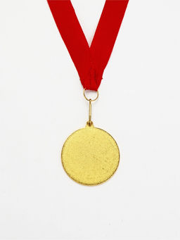 Цена за 2 шт. Медаль с уф-печатью «С юбилеем», диам. 5 см, золотая, с лентой