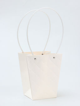 Цена за 10 шт. Сумка для цветов тиснение белая влагостойкая, 17x17-11.5x11.5-20 см - UPAK LAND фото 5