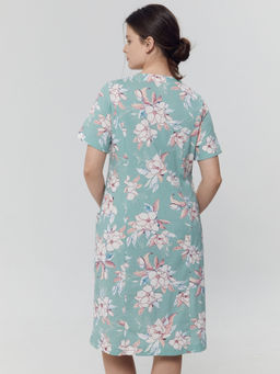 Халат женский зеленый с принтом акварельные цветы - Mark formelle фото 5