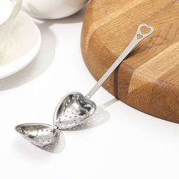Цена за 2 шт. Ситечко для чая Доляна «Сердце», 14.5×4 см, нержавеющая сталь, серебристое