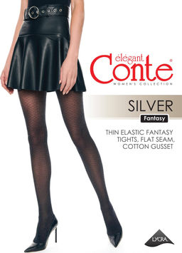 Колготки фантазийные CONTE Колготки с сияющим ажурным рисунком соты SILVER nero - Conte elegant фото 4