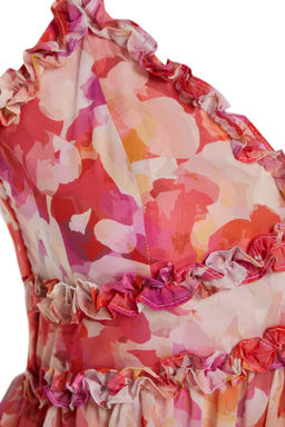 TRENDYOLMILLA Ekru Cicek Desenli A-Kesim F?rf?r Detayl? Astarl? Sifon Maxi Dokuma Elbise TWOSS23EL02013 фото 15