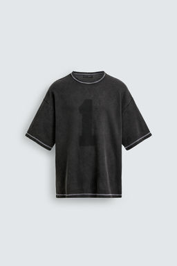 CAMISETA PUNTO LAVADO CONTRASTE / Negro - Zara фото 7