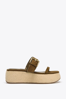 STRAPPY RAFFIA-EFFECT PLATFORM SANDALS - Zara фото 11