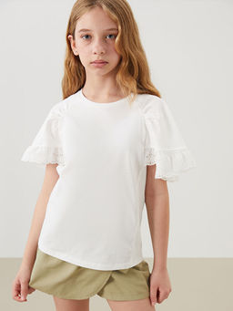 Bisiklet Yaka Fisto Detayl? K?z ?ocuk Ti??rt