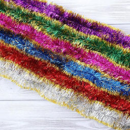 Цена за 10 шт. Мишура Узкая двухцветка концы d-5 см, 200 см, микс