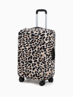 Чехол на чемодан на колёсах, 28" (L), с принтом «Леопард», бежевый