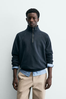 SUDADERA LAVADA CUELLO CREMALLERA / Gris antracita - Zara фото 2