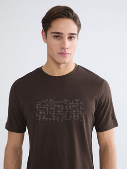 Bisiklet Yaka Bask?l? Penye Erkek Ti??rt