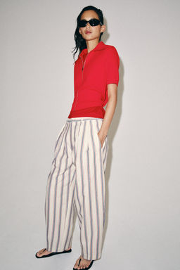 PANTAL?N BALLOON RAYAS ZW COLLECTION / Crudo - Zara фото 4