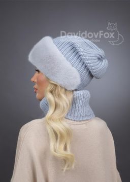 Шапка Ника трикотаж экомех сапфир