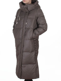 8310 GRAY/BROWN Пальто зимнее женское (200 гр. холлофайбер)