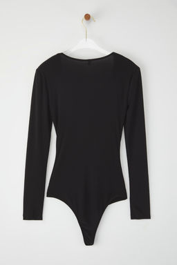 Siyah Vatkal? Drape Detayl? Fitted/Vucuda Oturan Esnek C?tc?tl? Orme Body TWOAW22BD0156