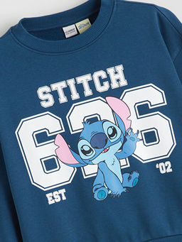 Stitch Bask?l? K?z ?ocuk Sweatshirt ve E?ofman Alt