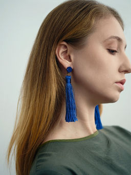 Серьги Кисти гармония, цвет синий L кисти 9.5 см