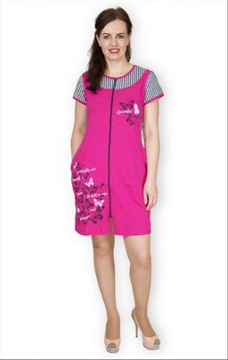 Халат женский на молнии с двойным принтом (00265, малина)