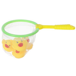 Резиновые игрушки для ванны Крошка Я «Поймай уточку», в наборе сачок, 4 уточки с пищалкой