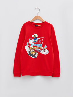 Bisiklet Yaka Paw Patrol Bask?l? Uzun Kollu Erkek ?ocuk Sweatshirt