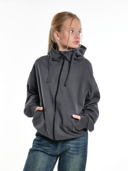 Толстовка на молнии с капюшоном 22-7653 графит