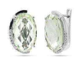 Серьги из серебра зеленый аметист, Чезара