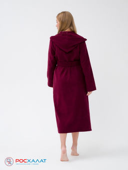 Женский халат с капюшоном темно-бордовый МЗ-06 (122) - Росхалат фото 4