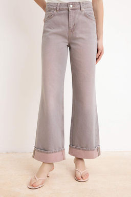 Pembe Paca Katlamal? Vintage Y?kama Yuksek Bel Wide Leg Jeans TWOSS26JE00309 - Trendyolmilla фото 3