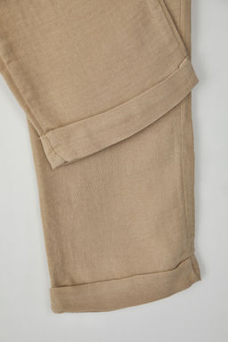 Bej Erkek Cocuk %100 Pamuk Balon Fit Beli Lastikli Dokuma Pantolon TKDSS25PL00006 - Trendyolmilla фото 5