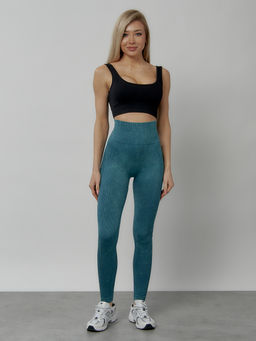 Легинсы для фитнеса женские бирюзового цвета 1001Br - Mtforce фото 7
