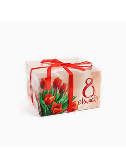 Цена за 5 шт. Коробка для капкейка 8 марта, 16?16?10 см