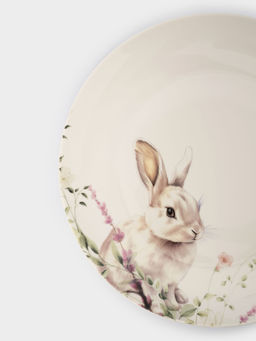Тарелка обеденная, 27 см, фарфор N, белая, Кролик в цветах, Bunny
