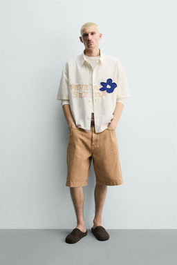 BERMUDA BAGGY FIT BOTONES / tostado