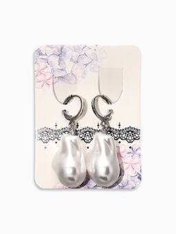 Серьги "Жемчуг барокко", цвет белый в серебре