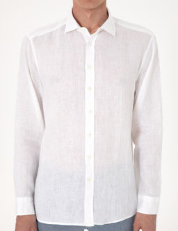 Beyaz %100 Keten Regular Fit Uzunkollu G_mlek - Pierre cardin фото 13