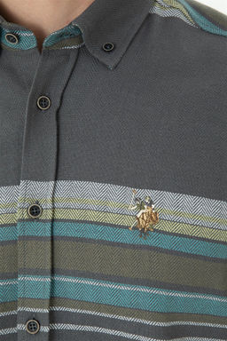 U. S. Polo Assn Мужская рубашка антрацитового цвета с длинным рукавом - U.s. polo assn фото 14