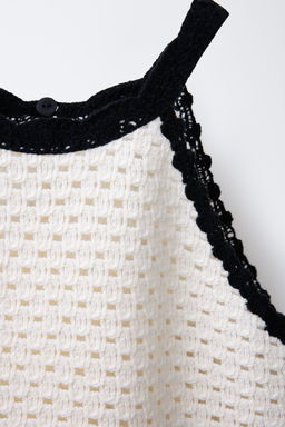 FLORAL HALTER NECK CROCHET KNIT TOP - Zara фото 3