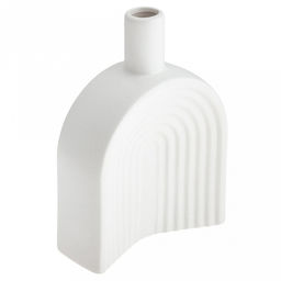 Ваза керамическая "Аравия-арка" 620мл, 15,8х6см h22см, д/горла - 2,5см, фактурный глянец, цвет - белый, в коробке (Китай)