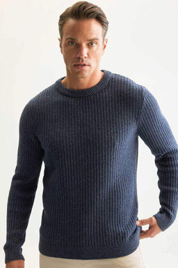 Standart Fit Bisiklet Yaka Dokulu Triko Kazak - Defacto фото 2