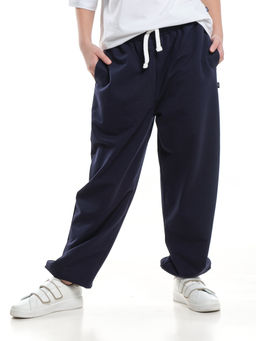 Спортивные брюки с карманами из футера 22-7486 синий