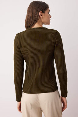 More Sustainable Haki Fitted/Vucuda Oturan Basic Fitilli Triko H?rka TWOAW26HI00175