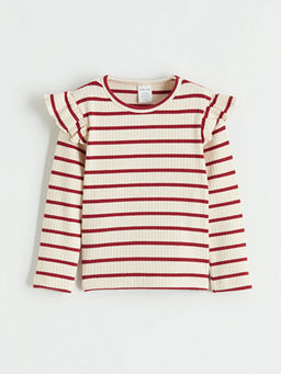 Bisiklet Yaka F?rf?rl? ?izgili K?z Bebek Ti??rt 2li