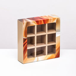 Цена за 5 шт. Коробка под 9 конфет с обечайкой Кофе с молоком, 13,7 х 13,7 х 3,5