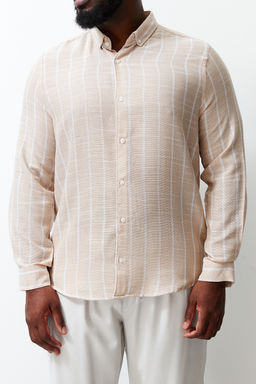 Tas Regular Fit Rahat Dugmeli Yaka Cizgili Buyuk Beden Gomlek TMNSS23GO00095 - Trendyolmilla фото 9