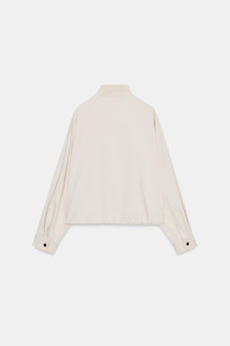 CAZADORA BOMBER CUELLO SUBIDO / Crudo