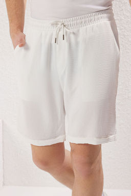 TRENDYOL MAN Beyaz Oversize Keten Gorunumlu Dokumlu Yazl?k Sort & Bermuda TMNSS25SR00004 - Trendyolmilla фото 3