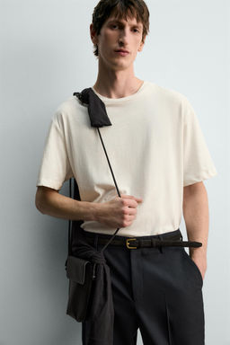 CAMISETA RELAXED FIT ALGOD?N - LINO / Blanco - Zara фото 5