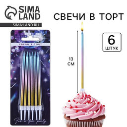 Цена за 2 шт. Свечи для торта Make a wish, 6 шт., 13×0.5 см