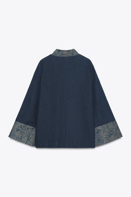 JACQUARD DENIM-EFFECT KIMONO - Zara фото 10