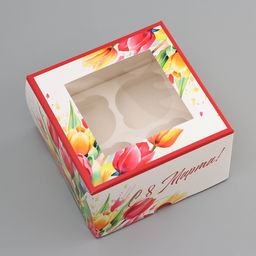 Цена за 5 шт. Коробка под 4 капкейка с окном, Самой прекрасной, 16?16?10 см